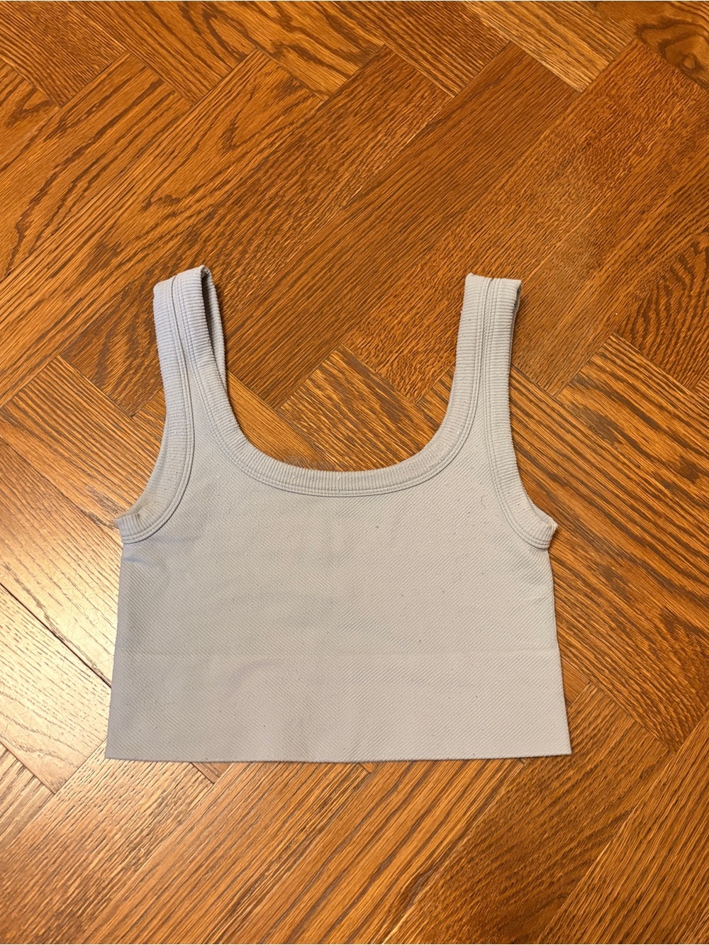 Light Blue Ribbed Crop Tank - Picture 2 of 3